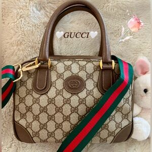 🥀SOLD OUT🥀Auth🌺Gucci Monogram Boston Tote Shoulder ✨